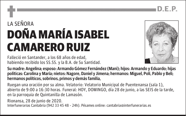 DOÑA MARÍA ISABEL CAMARERO RUIZ