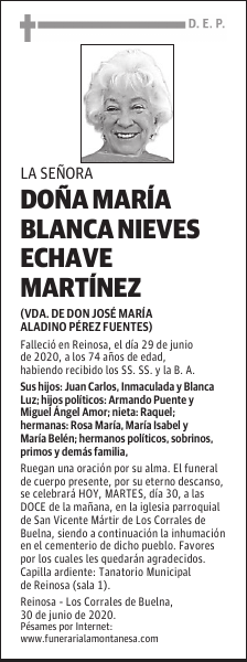 DOÑA MARÍA BLANCA NIEVES ECHAVE MARTÍNEZ