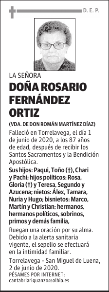 DOÑA ROSARIO FERNÁNDEZ ORTIZ