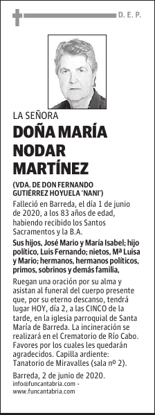 DOÑA MARÍA NODAR MARTÍNEZ