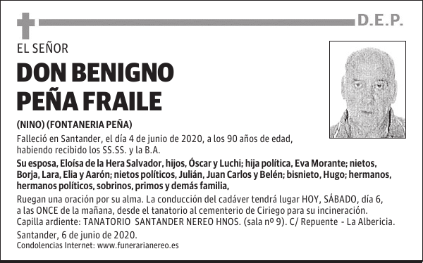 DON BENIGNO PEÑA FRAILE