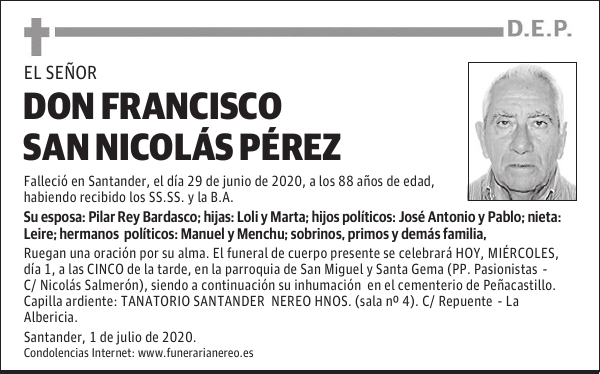 DON FRANCISCO SAN NICOLÁS PÉREZ