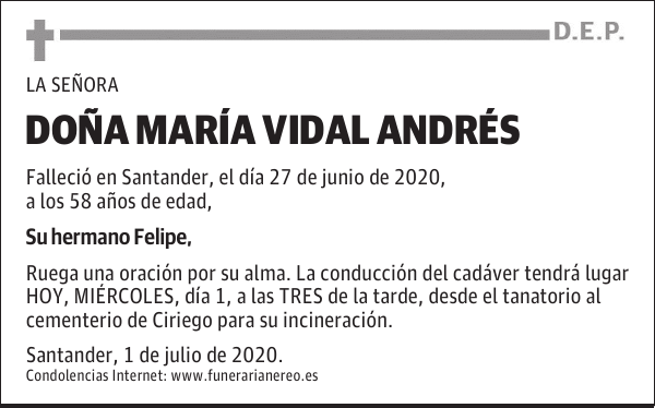 DOÑA MARÍA VIDAL ANDRÉS