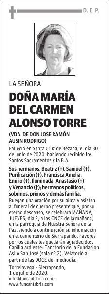 DOÑA MARÍA DEL CARMEN ALONSO TORRE