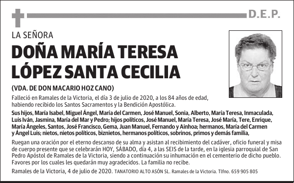 DOÑA MARÍA TERESA LÓPEZ SANTA CECILIA