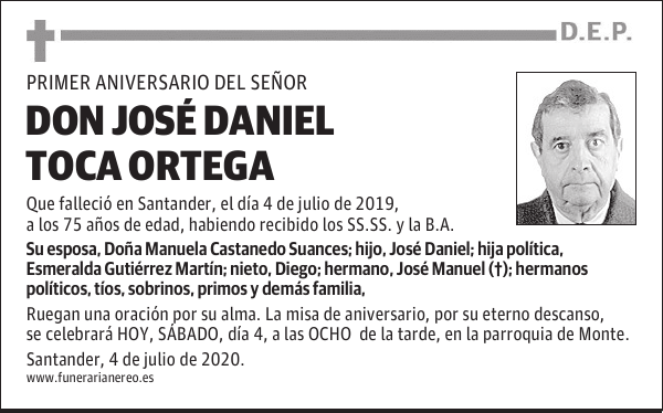 DON JOSÉ DANIEL TOCA ORTEGA
