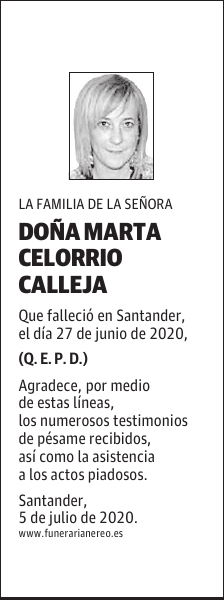DOÑA MARTA CELORRIO CALLEJA