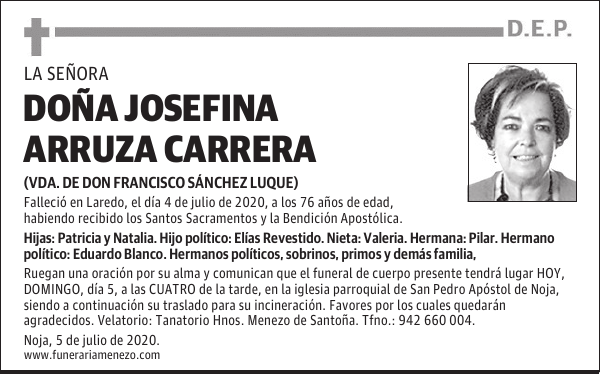 DOÑA JOSEFINA ARRUZA CARRERA