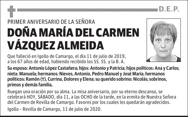 DOÑA MARÍA DEL CARMEN VÁZQUEZ ALMEIDA