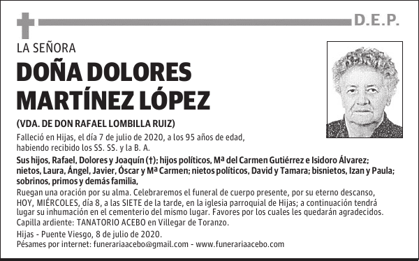 DOÑA DOLORES MARTÍNEZ LÓPEZ