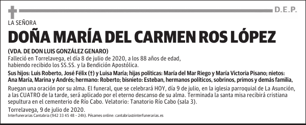 DOÑA MARÍA DEL CARMEN ROS LÓPEZ