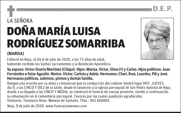 DOÑA MARÍA LUISA RODRÍGUEZ SOMARRIBA