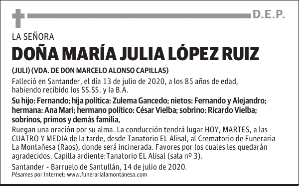 DOÑA MARÍA JULIA LÓPEZ RUIZ