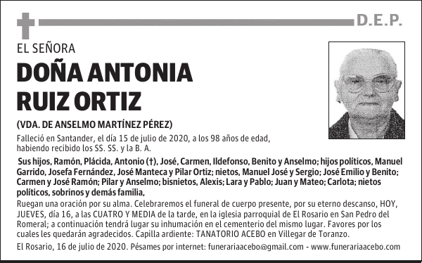 DOÑA ANTONIA RUIZ ORTIZ