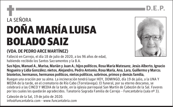 DOÑA MARÍA LUISA BOLADO SAIZ