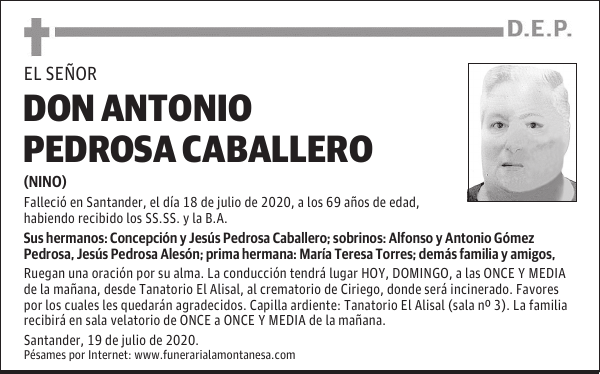 DON ANTONIO PEDROSA CABALLERO