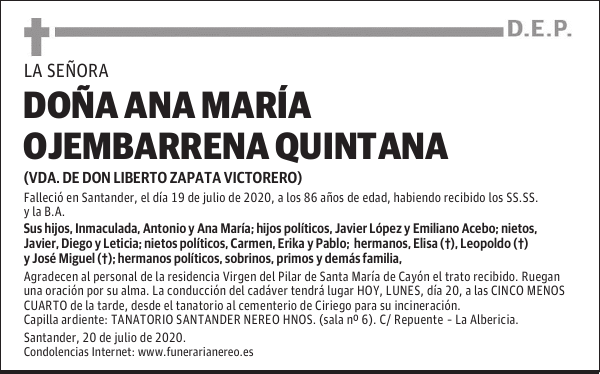 DOÑA ANA MARÍA OJEMBARRENA QUINTANA