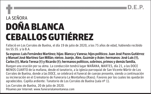 DOÑA BLANCA CEBALLOS GUTIÉRREZ