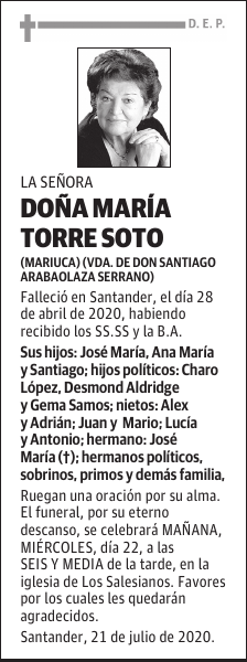DOÑA MARÍA TORRE SOTO