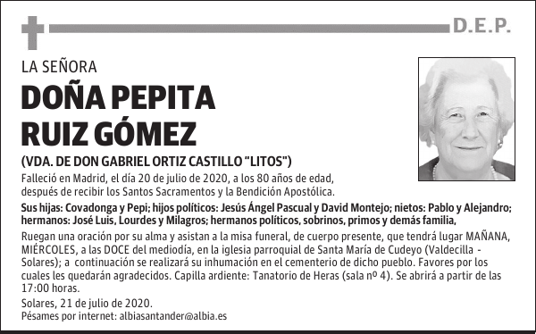 DOÑA PEPITA RUIZ GÓMEZ