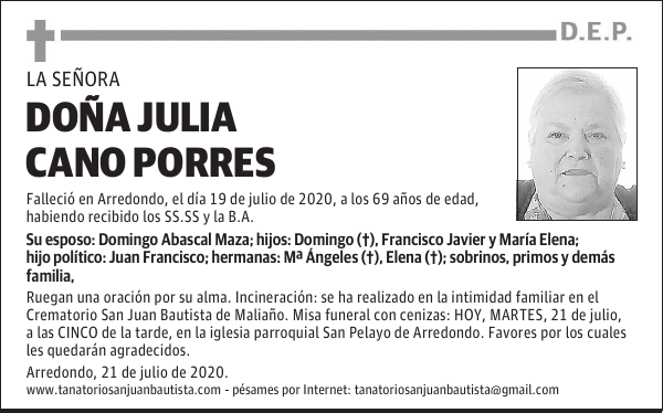 DOÑA JULIA CANO PORRES