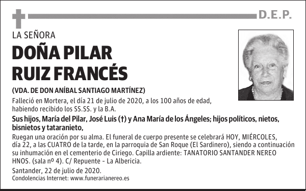 DOÑA PILAR RUIZ FRANCÉS