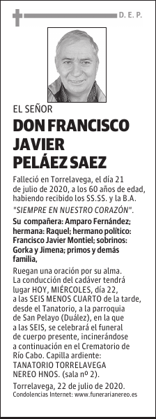 DON FRANCISCO JAVIER PELÁEZ SAEZ