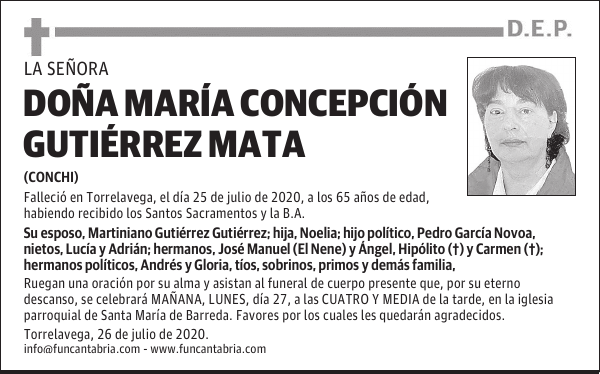 DOÑA MARÍA CONCEPCIÓN GUTIÉRREZ MATA