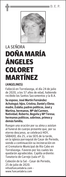 DOÑA MARÍA ÁNGELES COLORET MARTÍNEZ