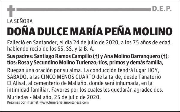 DOÑA DULCE MARÍA PEÑA MOLINO