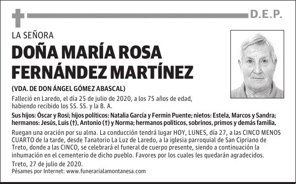 DOÑA MARÍA ROSA FERNÁNDEZ MARTÍNEZ