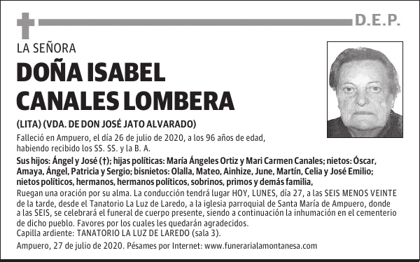 DOÑA ISABEL CANALES LOMBERA