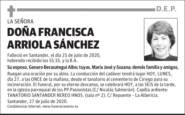 DOÑA FRANCISCA ARRIOLA SÁNCHEZ
