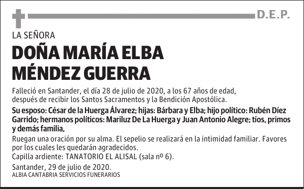 DOÑA MARÍA ELBA MÉNDEZ GUERRA