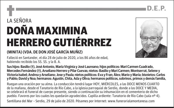 DOÑA MAXIMINA HERRERO GUTIÉRRREZ