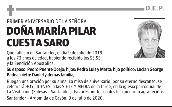 DOÑA MARÍA PILAR CUESTA SARO