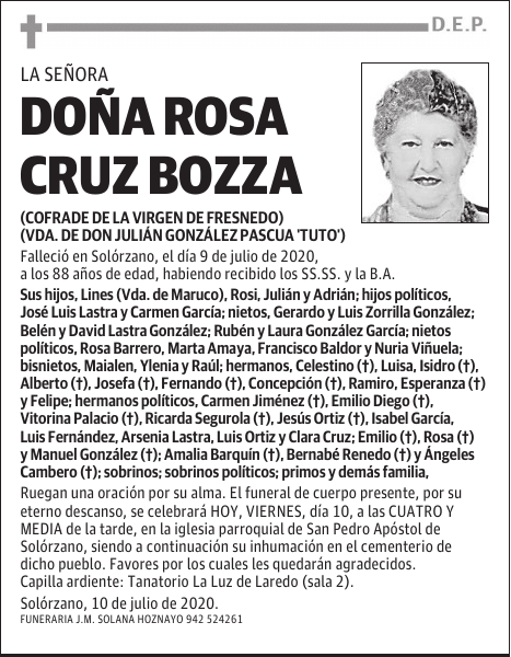 DOÑA ROSA CRUZ BOZZA