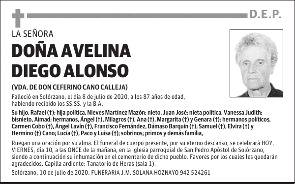 DOÑA AVELINA DIEGO ALONSO