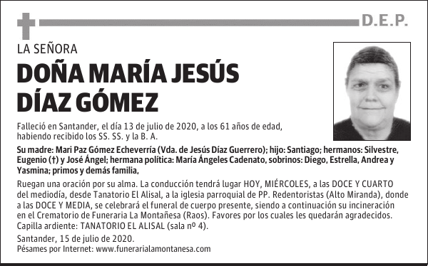 DOÑA MARÍA JESÚS DÍAZ GÓMEZ