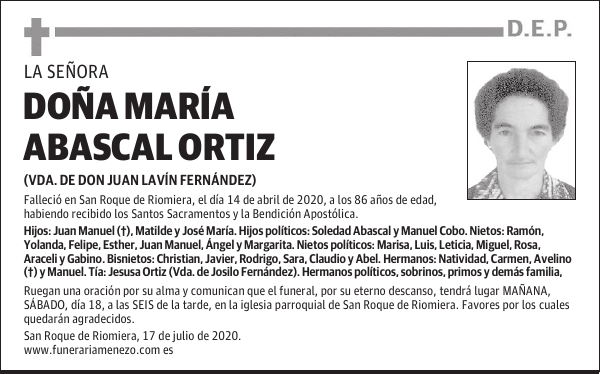 DOÑA MARÍA ABASCAL ORTIZ