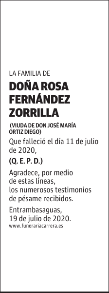 DOÑA ROSA FERNÁNDEZ ZORRILLA