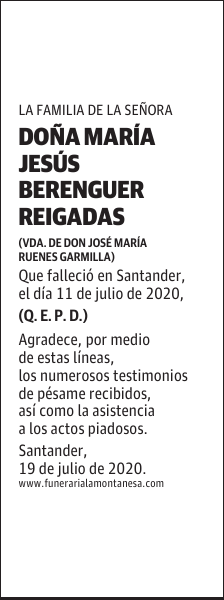 DOÑA MARÍA JESÚS BERENGUER REIGADAS