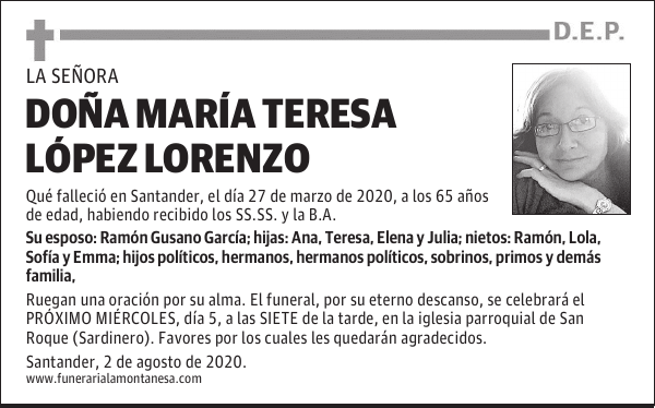 DOÑA MARÍA TERESA LÓPEZ LORENZO