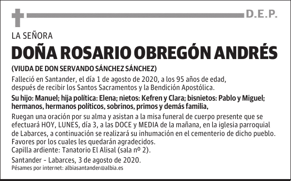 DOÑA ROSARIO OBREGÓN ANDRÉS
