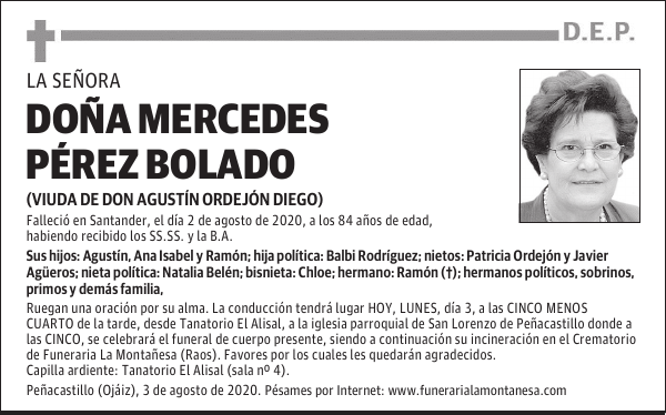 DOÑA MERCEDES PÉREZ BOLADO