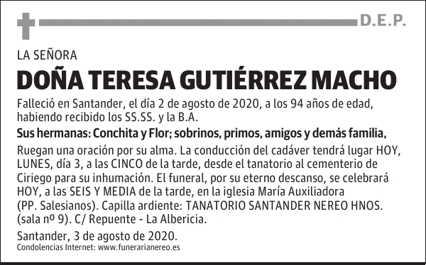 DOÑA TERESA GUTIÉRREZ MACHO