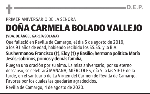DOÑA CARMELA BOLADO VALLEJO