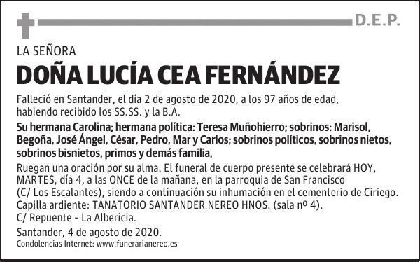 DOÑA LUCÍA CEA FERNÁNDEZ