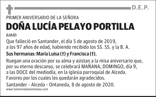 DOÑA LUCÍA PELAYO PORTILLA
