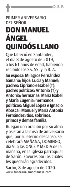 DON MANUEL ÁNGEL QUINDÓS LLANO